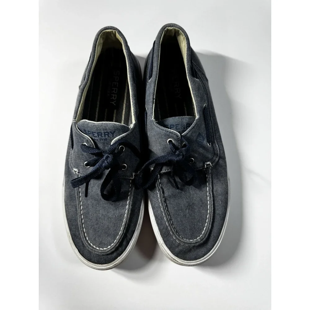 Sperry Top Sider Shoes Mens 9.5 Blue Bahama II Chambray Boat Casual Low STS17394